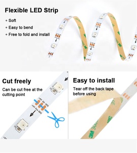 CE FCC ไฟเส้น LED แบบตั้งโปรแกรมได้ RGB LED 5V WS2812B WS2812B แถบไฟ LED 12V สำหรับ DIY - Product Image 3
