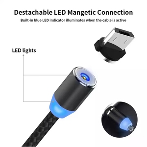 X314 1m2m3m Led manyetik 3 In1 şarj aleti kablosu yüksek kalite Android Usb 2.0 hızlı şarj naylon mikro Usb kablo telefon X şarj için - Product Image 3