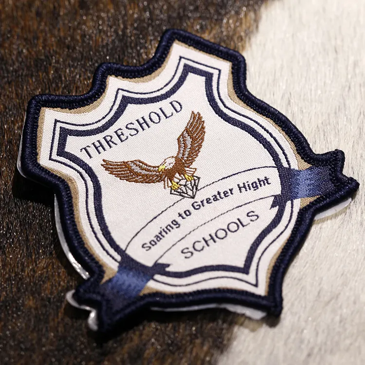 Écusson de Logo personnalisé, Badges d'école tissés pour vêtements uniformes et sac de chapeau, écusson de broderie, écusson de chemise Logo personnalisé