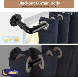 Nhiệm Vụ Nặng Nề Công Nghiệp Màu Đen Có Thể Điều Chỉnh Kim Loại Thanh Rèm Với Màn Bọc Nối Tùy Chỉnh Chiều Dài Rèm Cực Cho Cửa Sổ - Product Image 6
