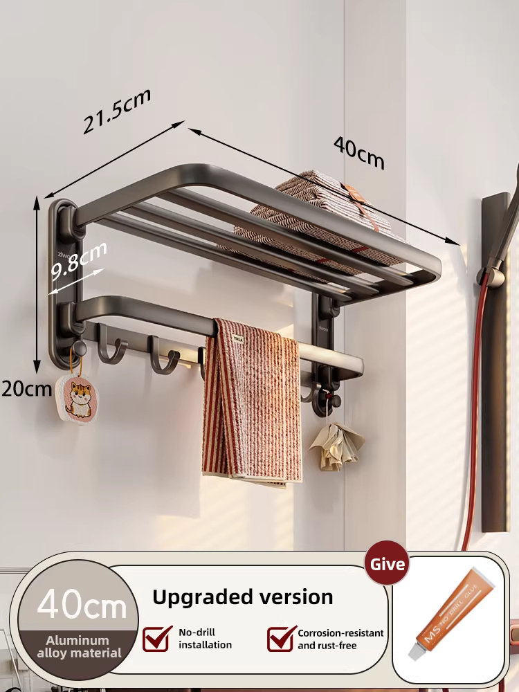 Toallero de baño de 40 cm con ganchos, serie Ziwoo.