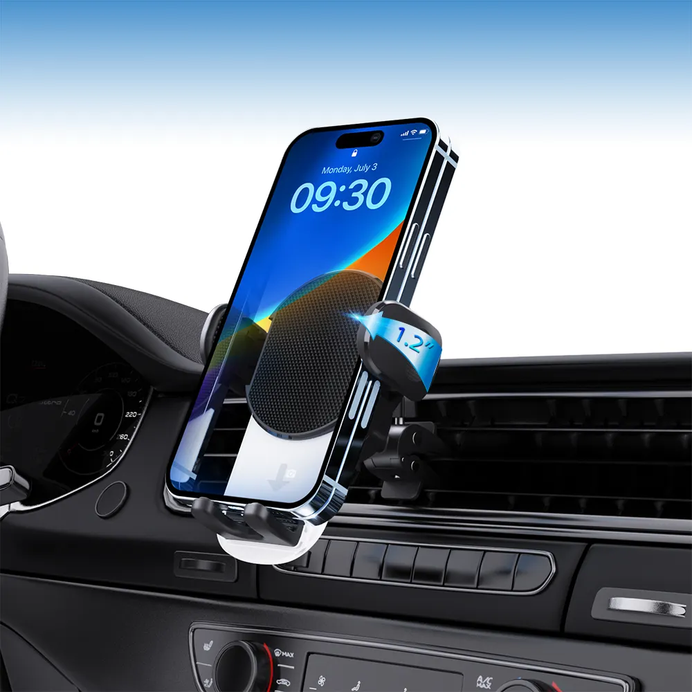 Suporte para celular com rotação de 360 graus, clipe estável para ventilação de carro, fácil de usar, suporte para celular, fácil de usar, de fábrica