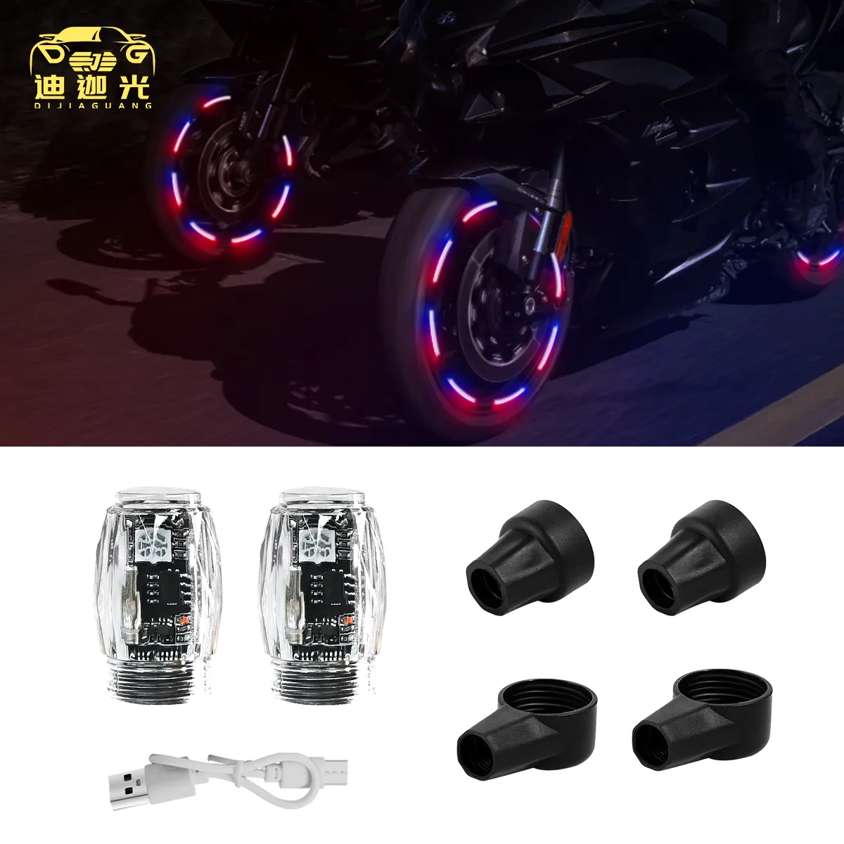Venta al por mayor accesorios de iluminación de motocicleta luces de rueda de coche motocicleta LED tapa de válvula de neumático lámpara de motocicleta Luz de decoración de rueda