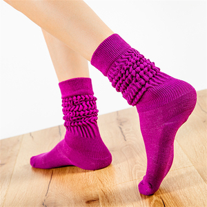 थोक रंगीन लंबी लड़कियों की महिलाओं के लिए कस्टम भारी स्लॉच वाली मोटी सूती घुटने के उच्च स्लॉच मोजे - Product Image 4