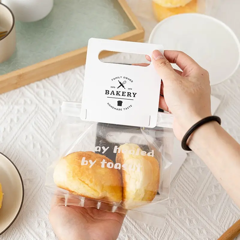 Kunden spezifische transparente Toast-Verpackungs tasche mit Eisendraht Curled Edge Selbst dichten der Beutel Tragbare Plastiktüte in Scheiben geschnitten