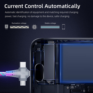 สายชาร์จไฟส่องสว่าง3-in-1สำหรับ Samsung 2-in-1 LED Micro USB Type C 8-Pin สำหรับสายข้อมูล iPhone - Product Image 4