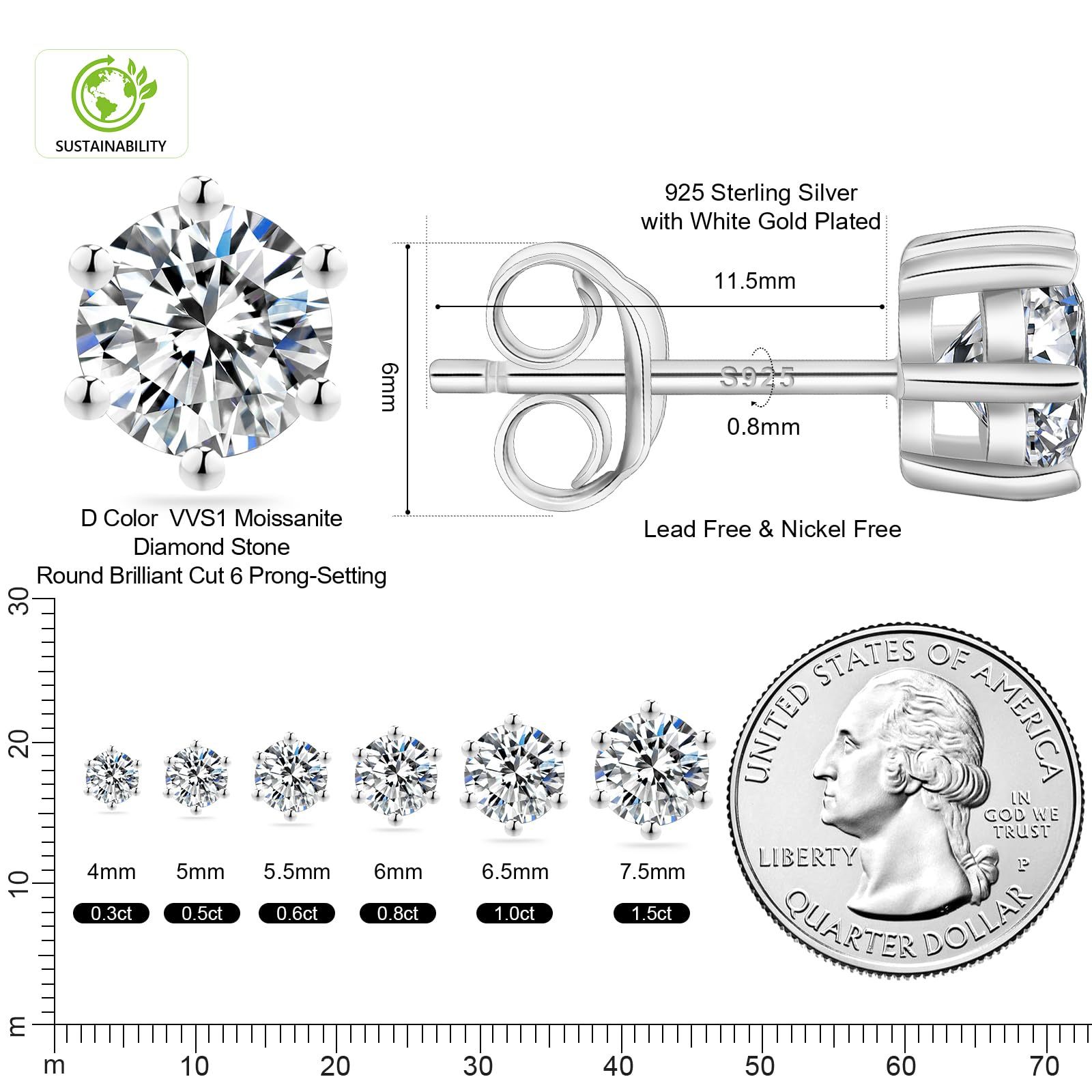 Silver-6 Claw Stud
