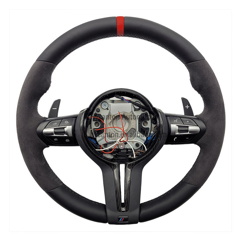 Alcantara+smooth leather+red logo+black stitching