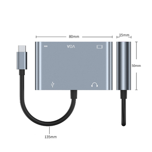 Doonjiey 5合1 USB C集线器USB3.0 PD 3.5毫米音频多端口AV转换器4k高清电视适配器，带VGA USB3.0 C型，适用于Macbook Pro - Product Image 3