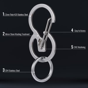 KeyUnity KS01 hızlı bırakma anahtarlık çantanıza klip, B şekli anahtarlık EDC aracı 420 paslanmaz çelik - Product Image 3