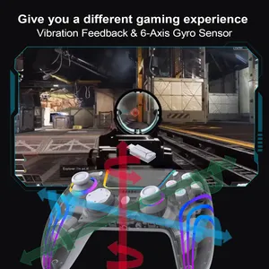 Para PS5 Controlador de juego original Inalámbrico RGB Luz colorida PC Computadora Controlador de juego Steam Conexión BT Plataforma móvil - Product Image 4