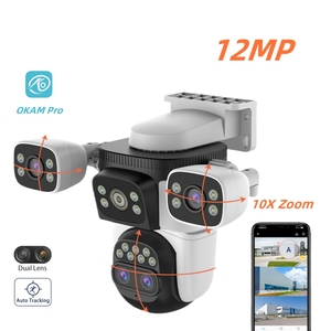 VEESKY CG621ZS 12MP 4レンズ10XズームCcvtカメラ防犯ナイトビジョンフルカラーモーション検出OKAMカメラ360ホームセキュリティ