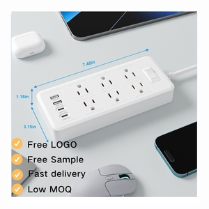 マルチデバイス充电ステーション: 6AC + 4USBパワーストリップ | BC1.2/Apple/Samsung Compatible | ホワイトミニマリストデザイン - Product Image 3