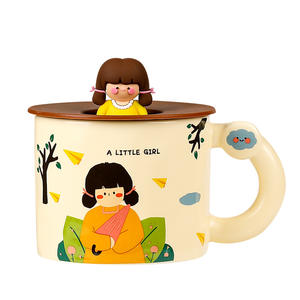 Solhui tasse à café rétro en céramique avec couvercle en silicone, tasse à café de bureau créative - Product Image 1