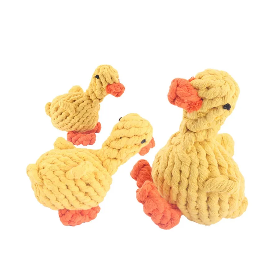 Amostra grátis animal de estimação brinquedo, em forma de pato amarelo, corda de algodão, cachorro, mastigar, brinquedo