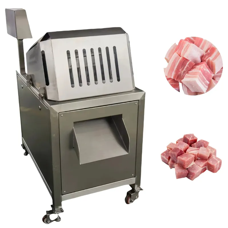 ماكينة تقطيع اللحم البقري الكهربائية التجارية التي تعمل بالتحكم العددي بواسطة الحاسوب، ماكينة تقطيع مكعبات اللحم، ماكينة تقطيع اللحوم المجمدة الأوتوماتيكية بالكامل