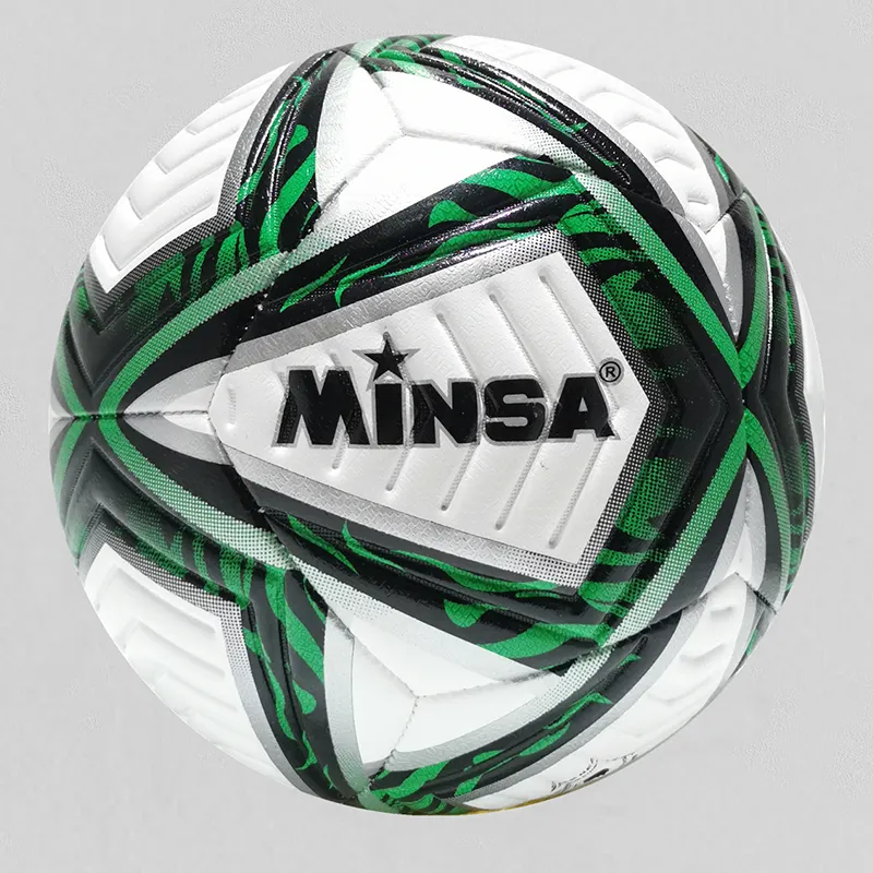 B7652 MINSA Ballon de football officiel imprimé de haute qualité avec logo personnalisé en vrac Ballon de football Taille 4 Taille 5