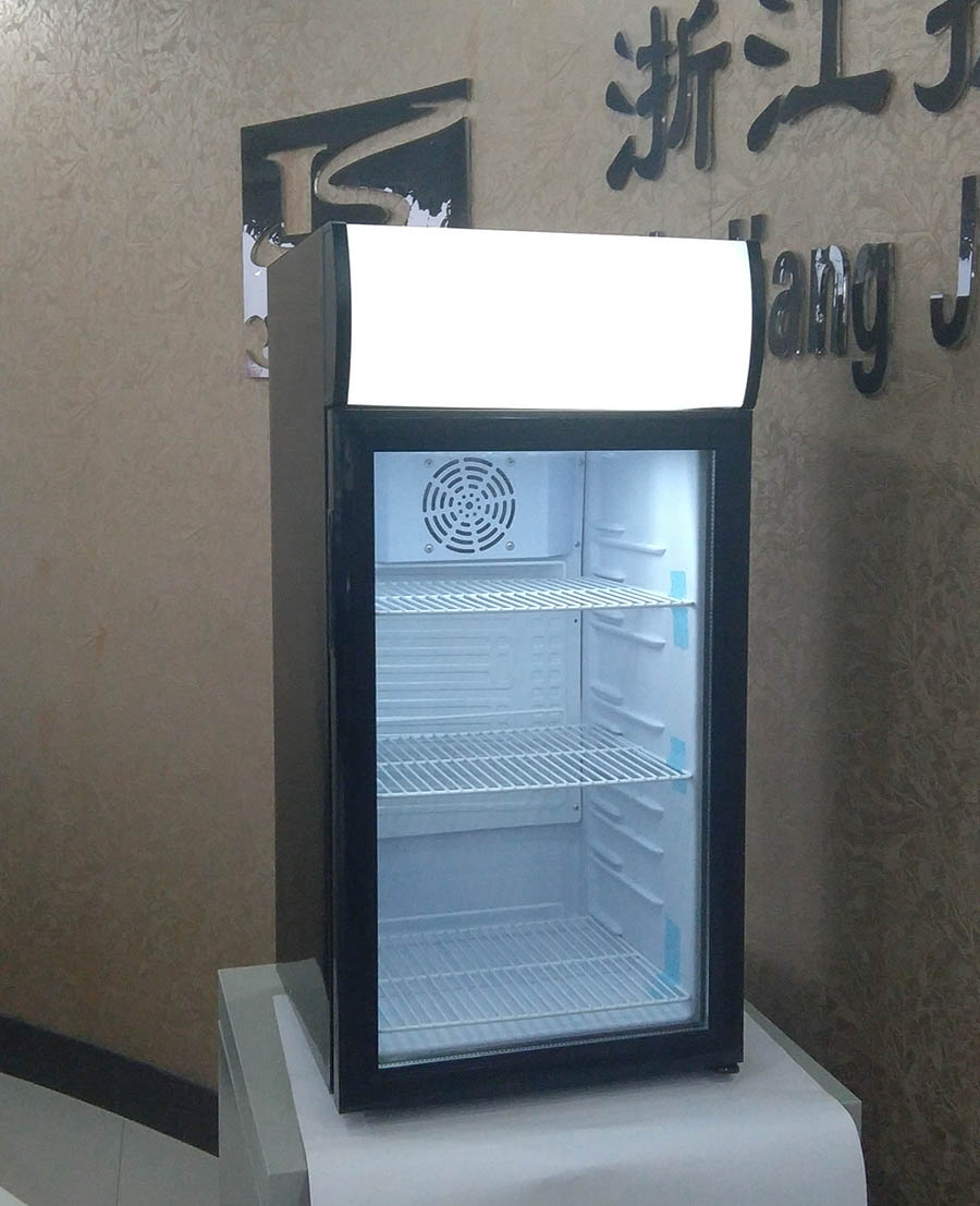 80L color injected beverage can refrigerated showcase countertop display fridge