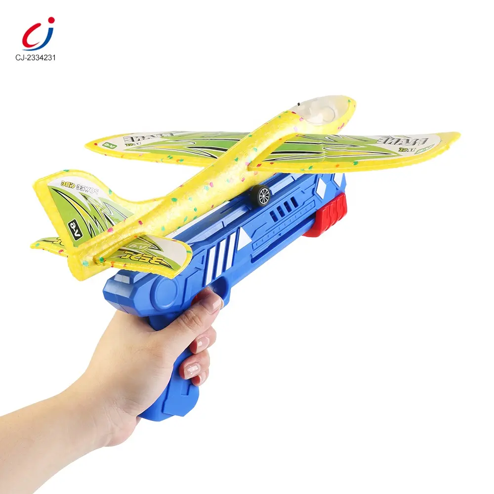 Chengji-Juego de tiro para niños, Catapulta de avión volador LED, Arma de luz de avión de espuma