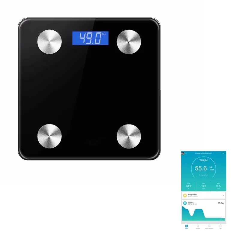 Balança de análise de gordura corporal conectada digital para Smartphone BSCI 180Kg 396Lb Fitness