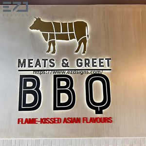 屋外/屋内フードファッション店フロントサインLEDバックライト3DライトミートBBQサインボードデザインショップ用 - Product Image 3