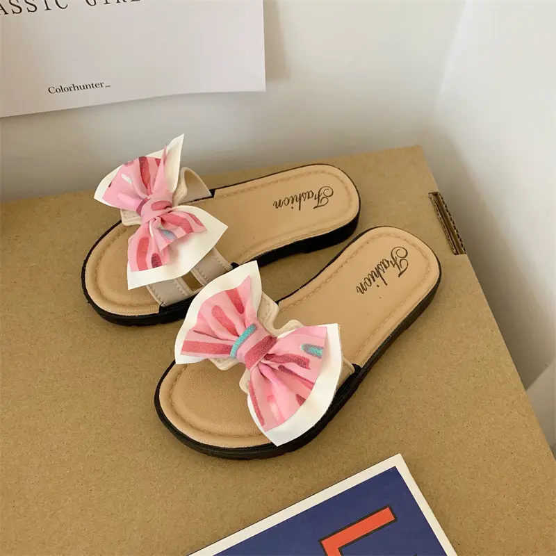 Zapatillas de verano para niños, zapatos de princesa con lazo, sandalias para padres e hijos, zapatillas de moda para niñas, 2022