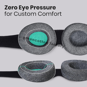 Özel Logo uyku maskesi 100% işık engelleme göz maskesi sıfır göz basıncı kadınlar erkekler için rahat ayarlanabilir uyku maskesi - Product Image 2