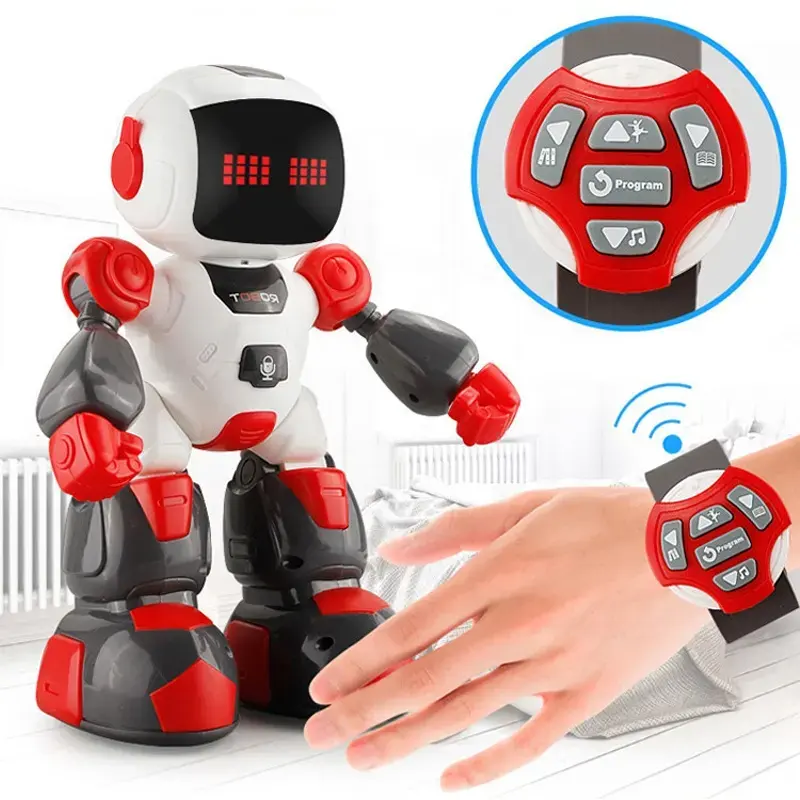 Robot giocattolo intelligente per il controllo dell'orologio con luce e suono Mini Robot RC a 4 canali per adulti e bambini