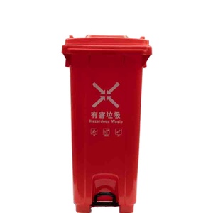 240升HDPE塑料立式垃圾桶，带中间踏板两轮移动垃圾箱 - Product Image 4
