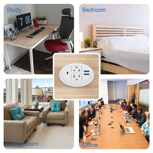 <strong>White</strong> 3 1/8 Inch Desk Power Grommet Outlet Recessed Power Strip <strong>Socket</strong> <strong>with</strong> 2 <strong>USB</strong> Fast Charging - Product Image 5