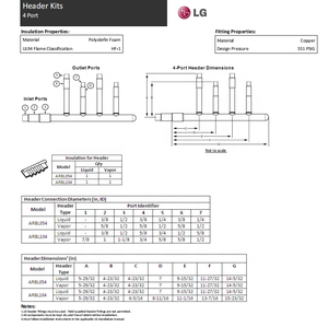 ชุดหัว4พอร์ตสำหรับ LG ARBL054 ARBL104ด้านของเหลวและด้านไอที่มีฉนวนกันความร้อน - Product Image 6