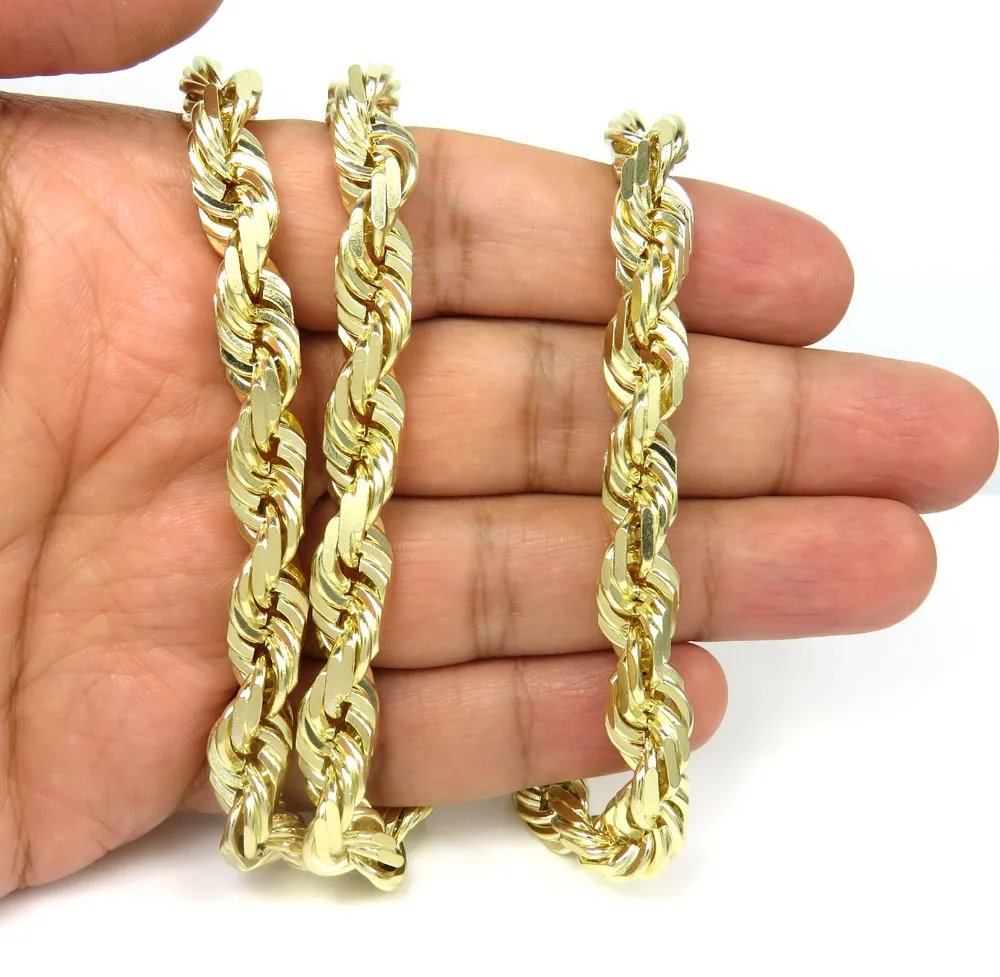 3mm Gold Rope Chain Customized 925 Sliver Hip Hop Style 10k 14k 18k Plated Gold Cord Chain Necklace Fancy Jewelry