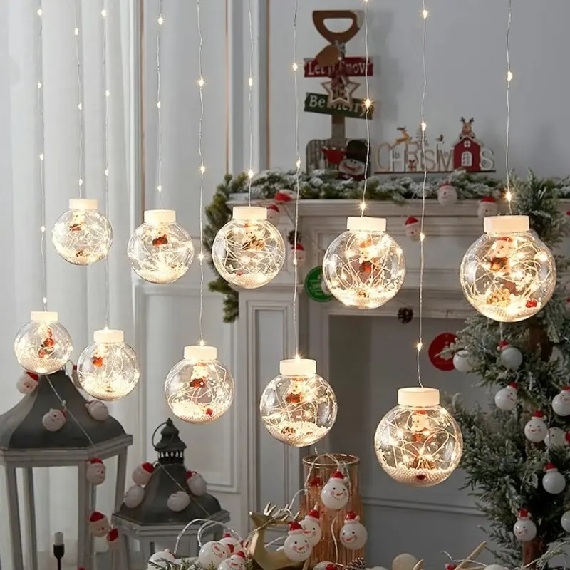 Рождественский светодиодный шар, медный занавес, светильник, подвесная гирлянда, шар, декоративная лампа, украшение дома