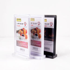 Card Holder Plastic 2-sided PVC Desktop 3 Colors Restaurant Menu Stand <strong>T</strong>-shaped Countertop Display Stand for Wedding or QR <strong>Code</strong> - Product Image 3