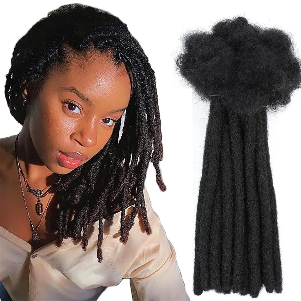 En gros 100% fait à la main Doux Naturel Afro Crépus bouclés En Vrac 100% Cheveux Humains Dreadlock Extension Loc Extension Crochet Dreadlock