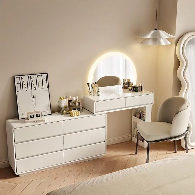 Espejo de mesa de 80 cm, cómoda de seis cajones, silla Hank