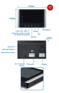 Sistema de videoportero de 6 unidades superventas con monitor de 7 pulgadas, conectividad por cable para apartamentos y timbres