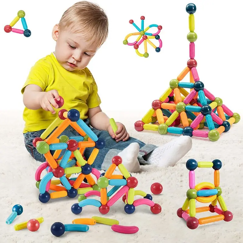 DIY 3D çocuklar yaratıcı eğitici oyuncak montaj yapı oyunu mıknatıs sopa oyuncaklar mıknatıs çubuklar manyetik yapı taşları