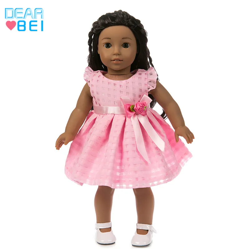 Boneca de bebê de 43-45 cm, roupa para boneca recém-nascida e 18 polegadas, boneca americana, vestido rosa para noite, vestido de princesa