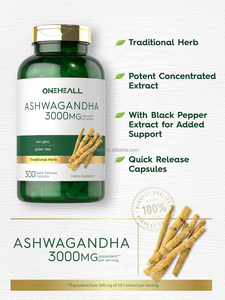 Capsules de supplément d'Ashwagandha OEM 3000mg sans gluten extrait de racine antioxydant Capsules d'Ashwagandha - Product Image 4