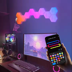 6 adet IR Wifi APP müzik ses kontrolü RGB sihirli renk DIY altıgen Led Panel ışıkları kapalı Esports odası atmosfer ışığı - Product Image 2