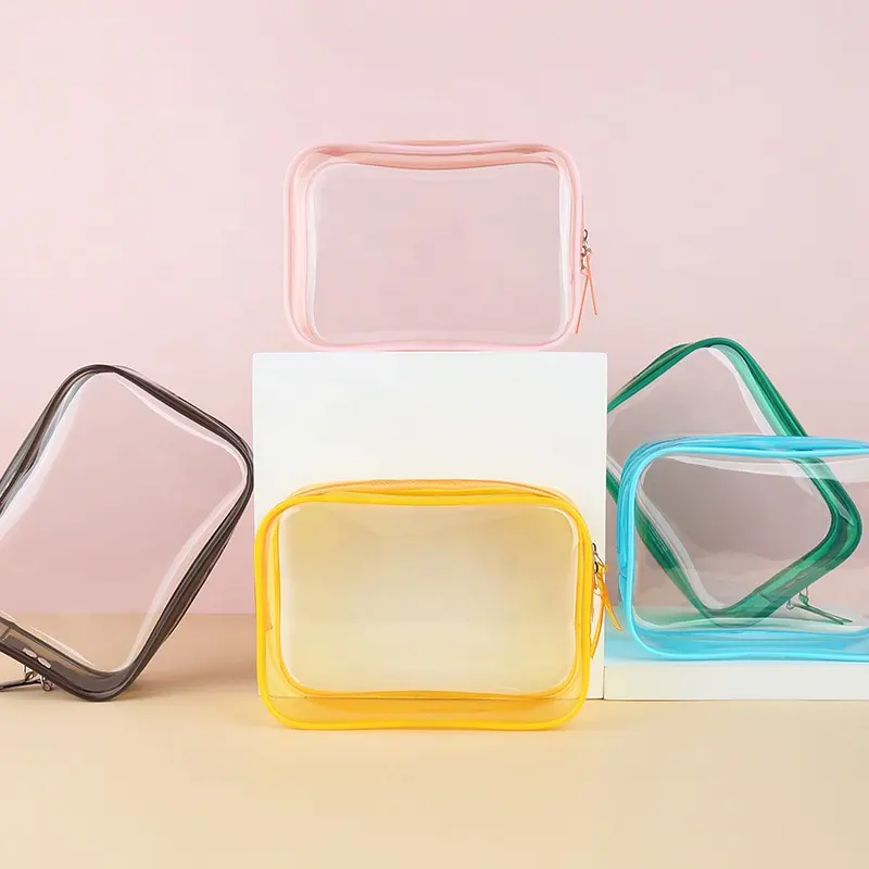 Nuovi prodotti borse cosmetiche in Pvc Kit custodia da viaggio per toilette colorata impermeabile borsa per trucco trasparente cosmetica per il viaggio