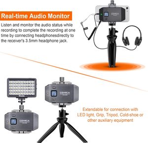 Comica CVM-WS50(H) ワイヤレスマイクシステム、6チャンネルハンドヘルドインタビューマイク、フレキシブルコンビネーショングリップ付き
