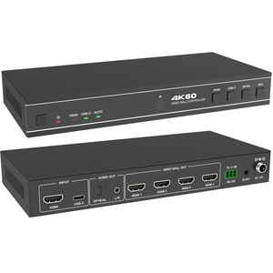 1x4 HDMI分离器视频墙控制器1x2 1x4 1x3 3x1 4x1多屏幕拼接处理器4电视拼接盒拼接器180翻转 - Product Image 5