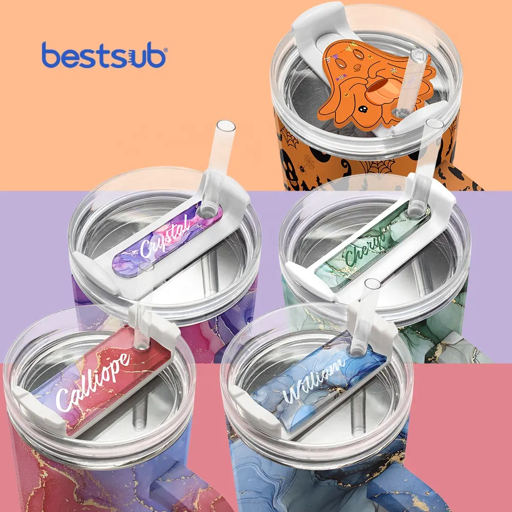 BestSub 30oz 40 oz gobelet plaques signalétiques étiquette nominative ébauches de sublimation étiquette photo acrylique plaque signalétique pour gobelet