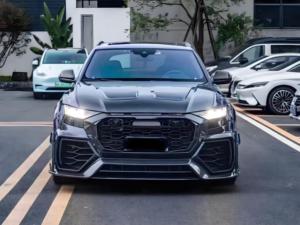 M tarzı kuru karbon ön Splitter dudak arka difüzör çamurluklar Spoiler Audi Q8 RSQ8 için egzoz uç borusu vücut kiti