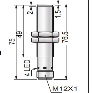 Modelo cilíndrico 10 a 30V CC Salida de conmutación Pnp con conector M12 4 polos Sensor fotoeléctrico de reflexión difusa - Product Image 5