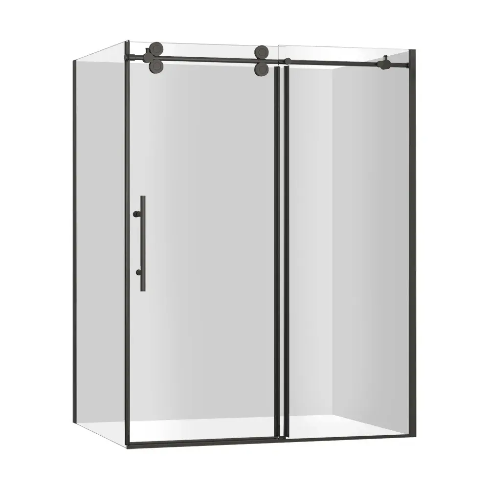 Porta doccia nera opaca su misura Hotel scatola doccia interna in vetro temperato di forma quadrata con cornice di lusso da 8mm