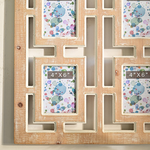 Rustic <strong>White</strong>-Washed Wood MDF Photo <strong>Frames</strong> Six <strong>4x6</strong> Wall Picture <strong>Frames</strong> with Iron Window Arch Cathedral Collage Home Living Space - Product Image 4