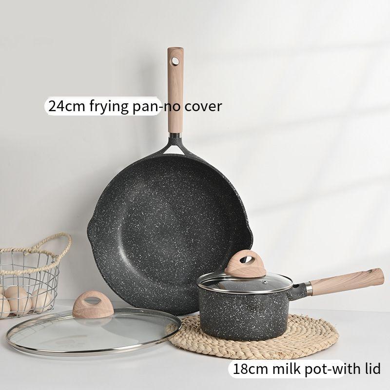 Medical stone black set of 4 (frying pan+milk pan)